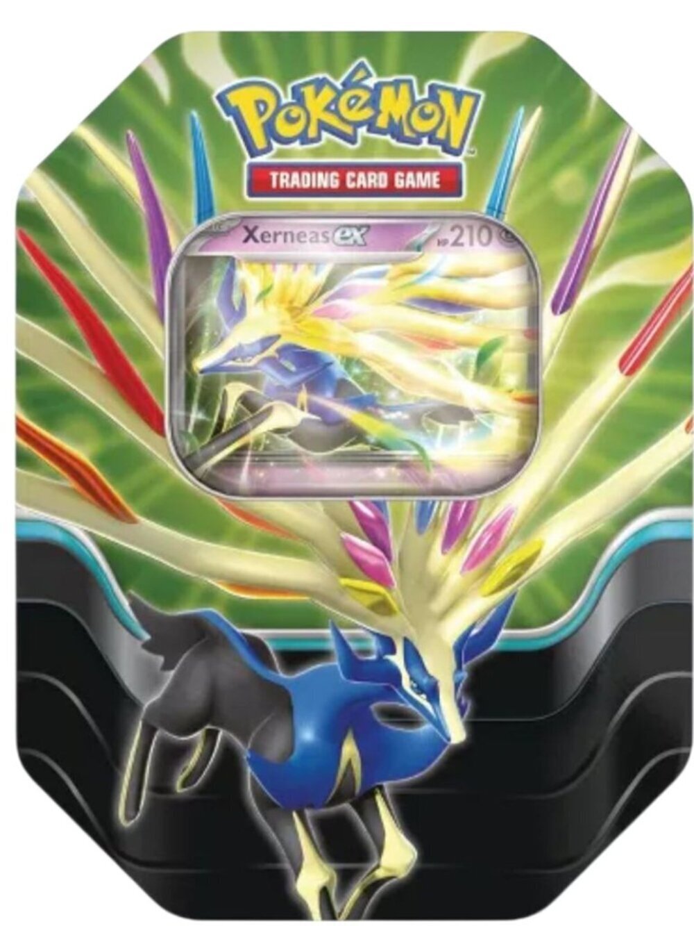 Pokemon TCG Xerneas EX Tin With 4 Booster Packs & Code & 1 Foil Promo card